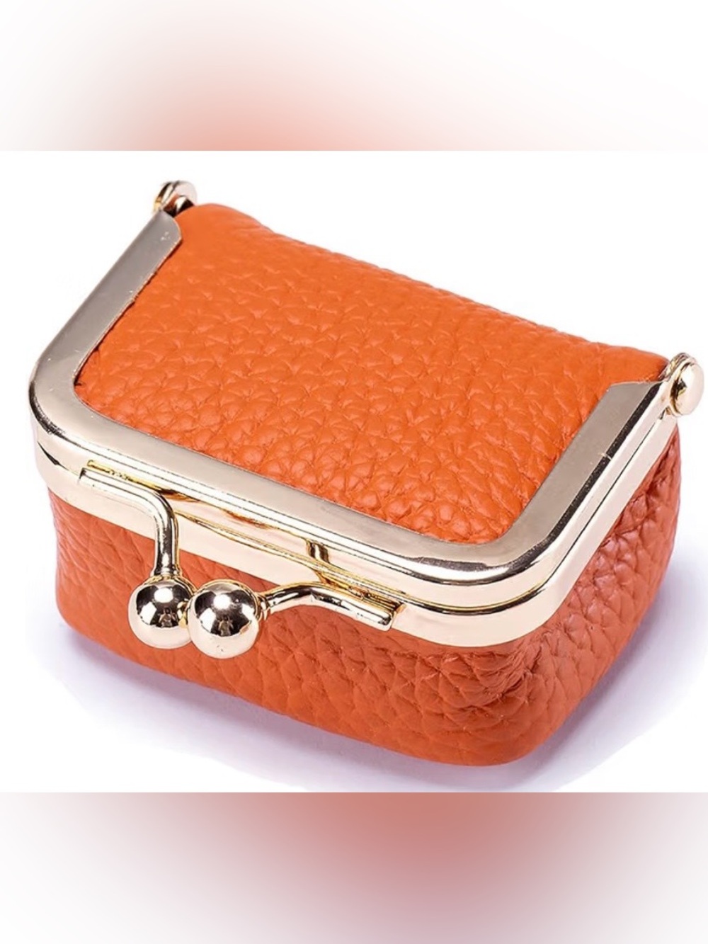 Women's Black Leather Kiss-Lock Coin Purse